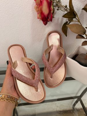 Sandália glitter rosé