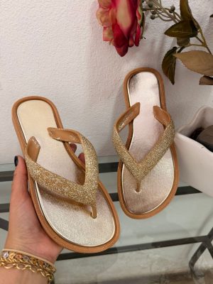 Chinelo glitter dourado